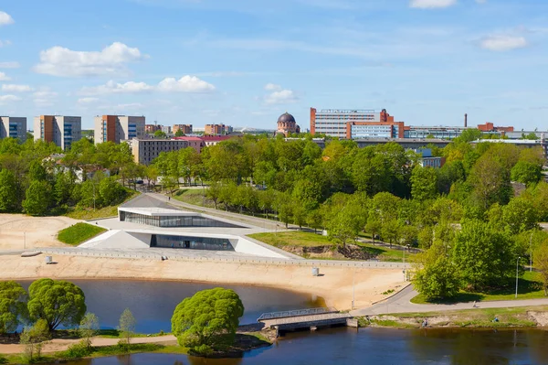 Narova Rivier Stad Narva Kathedraal Van Opstanding Van Christus Datum — Stockfoto