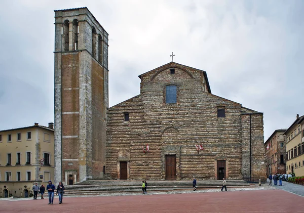 Montepulciano Italia Gran Plaza Catedral Asunción Virgen María Fecha Rodaje —  Fotos de Stock