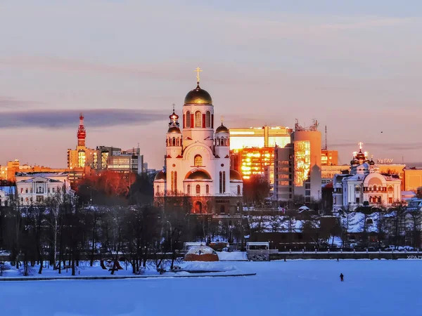 Собор Спасителя Пролитой Крови Закате Екатеринбург Россия 2018 Год — стоковое фото