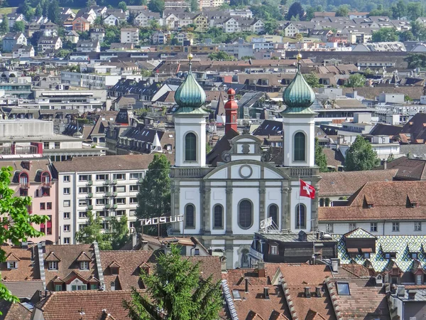 Igreja Dos Jesuítas Vista Cima Lucerna Suíça Data Tiroteio Junho — Fotografia de Stock