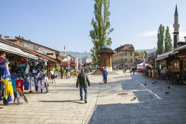 Сараево Босния Говина Февраля 2019 Года Площадь Башаршия Фонтан Себиля — стоковое фото