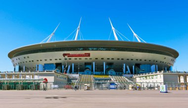 Krestovsky Adası 'ndaki St. Petersburg Arena (eski adıyla Zenit-Arena). St. Petersburg 'da. Rusya. Çekim tarihi 4 Haziran 2017