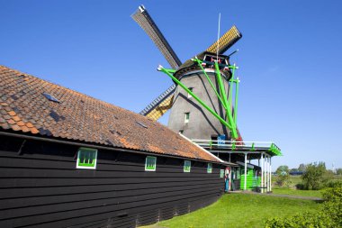 Zaanes Schans, Hollanda 'da rüzgâr çiftliği olan pitoresk etnoğrafik köy