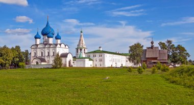 Suzdal Kremlin 'in Panoraması. Suzdal. Vladimir bölgesi. Altın yüzük. - Rusya. Tarih 2 Ağustos 2017.