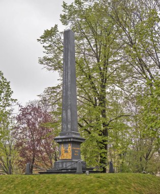 Lublin Birliği Anıtı. Dikilitaştaki levrekler, Polonya ve Litvanya birleşiyor. Lublin. Poland.Çekim tarihi 29 Nisan 2019