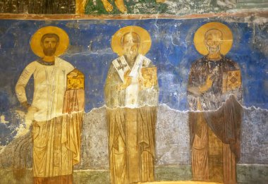 İncil 'deki freskler. Şekil değiştirme Katedrali. Spaso-Preobrazhensky Mirozhsky Zavelichsky Manastırı. Pskov. - Rusya. Çekim tarihi 21 Aralık 2018