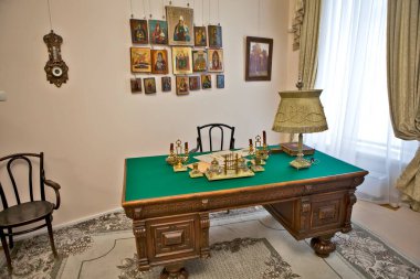 II. Nicholas 'ın masası. İmparator II. Nicholas 'ın Kabine Müzesi. Tobolsk 'ta. Tyumen bölgesi. Rusya (2018)