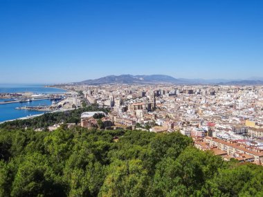 Şehir manzarası. Yukarıdan bak. Malaga. İspanya