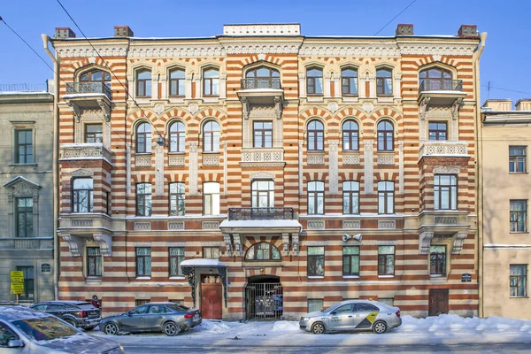 Rue Enneigée Avec Vieux Bâtiment Brique Petersburg Russie — Photo