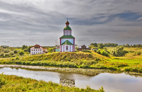 Landscape Kamenka River Church Elijah Prophet Suzdal Golden Ring Russia — Zdjęcie stockowe