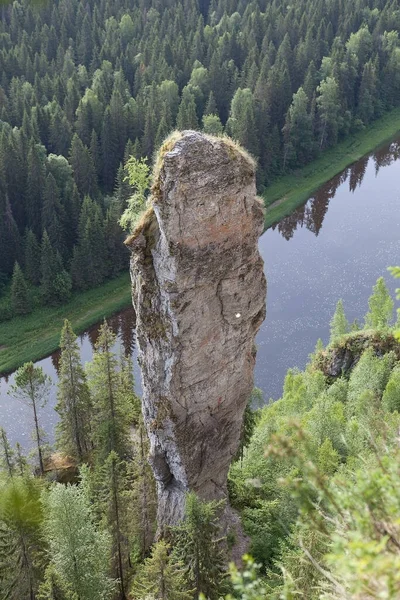 Usva Pillars Devil Finger Rock Perm Territory Russia Date Shooting — Stock Photo, Image