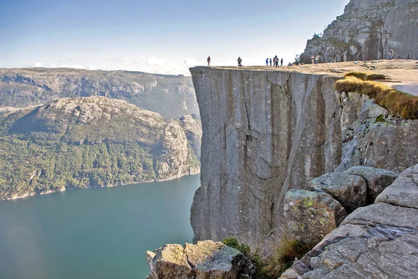 Tetején Pulpit Rock Prekestulen Norvégia — Stock Fotó