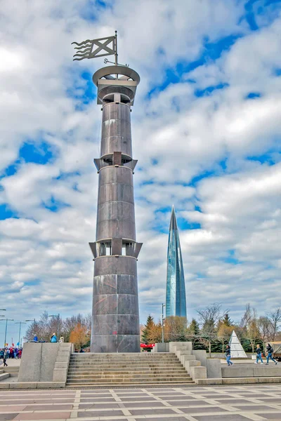 Monumento Faro Columna Rascacielos Centro Lakhta Parque Lleva Nombre Del — Foto de Stock