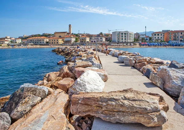Pier Made Stone Concrete Slabs Walking Area San Vincenzo Italy — Stock Photo, Image