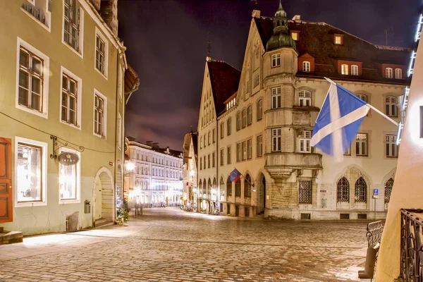 Ночной Вид Улицы Старого Города Таллин Эстония 2017 — стоковое фото