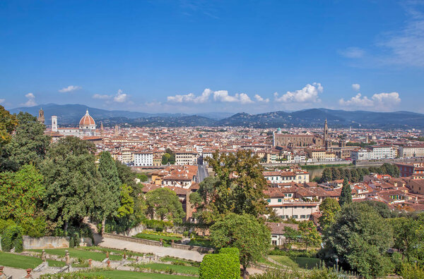 FLORENCE, ITALY - SEPTEMBER 14, 2018: Photo of Panorama of Florence. View from above.