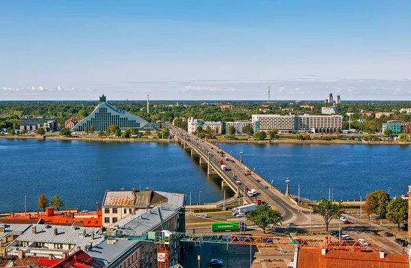 Riga Latvia August 2018 Foto Van Stadsgezicht Vanaf Toren Van — Stockfoto