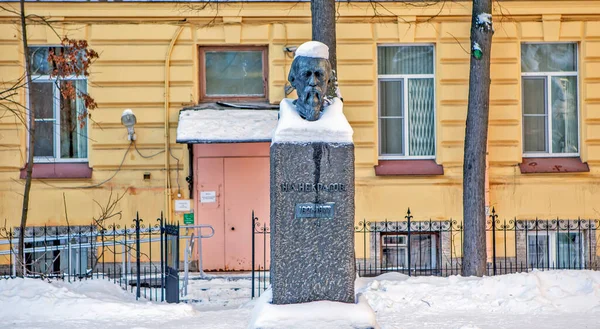 Monumento Busto Nikolai Alekseevich Nekrasov São Petersburgo Rússia Data Filmagem — Fotografia de Stock