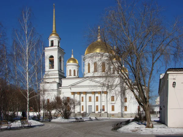 Catedral Alexander Nevsky Novo Tikhvin Mosteiro Feminino Ekaterinburg Russia Data — Fotografia de Stock
