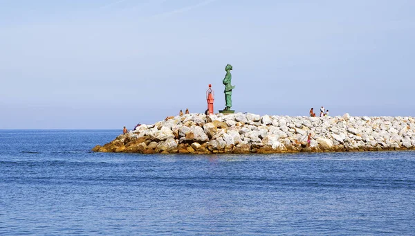 San Vincenzo Italia Septiembre 2018 Foto Breakwater Con Faro Monumento — Foto de Stock