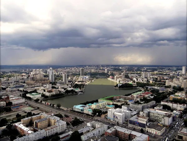 Paisaje Urbano Vista Desde Rascacielos Vysotsky Ekaterinburg Fecha Filmación Julio —  Fotos de Stock