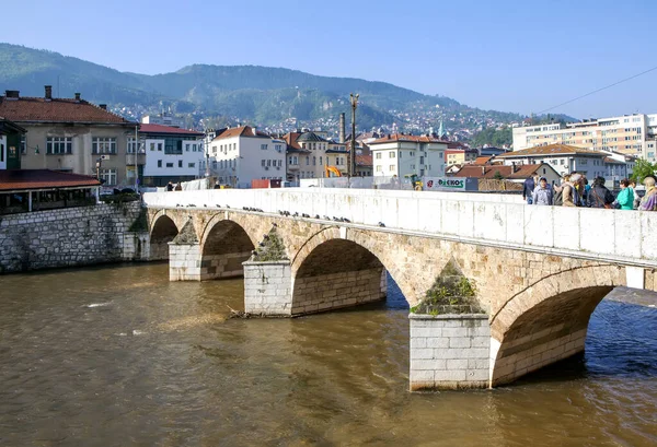 Сараево Босния Говина Января 2019 Года Фотография Моста Шичехайн Реки — стоковое фото