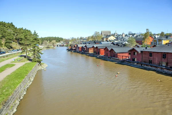 Fiume Porvoonjoki Vecchi Fienili Porvoo Finlandia Data Delle Riprese Maggio — Foto Stock