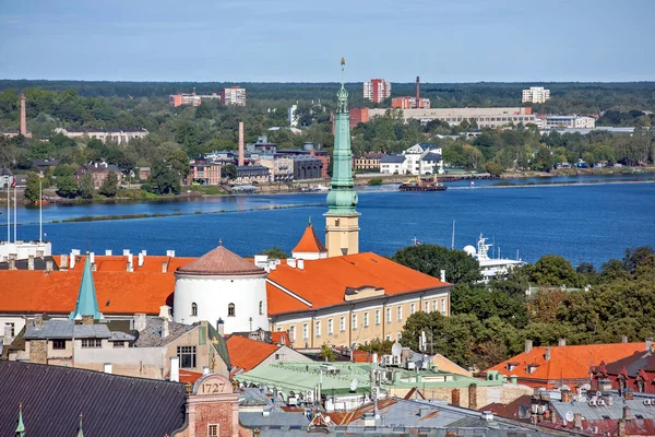 Riga Lettonie Août 2018 Photo Paysage Urbain Tour Église Saint — Photo