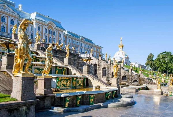Sculptures Grande Cascade Petrodvorets Saint Pétersbourg Russie Date Tournage Août — Photo