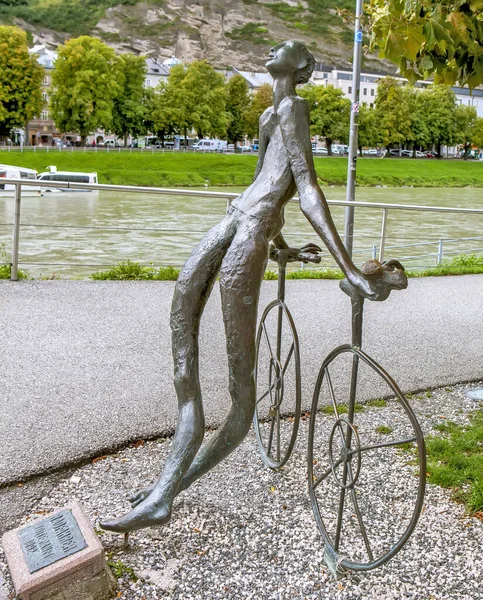 Salzburg Österrike September 2017 Monument Över Cyklisten — Stockfoto