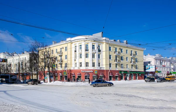 Vostochnaya Caddesindeki Residential House Fotoğrafı Russia Kırmızı Taş — Stok fotoğraf