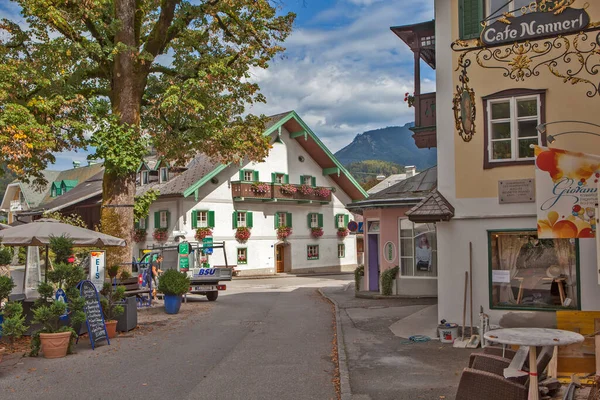 Barevné Malované Domy Ulice Starého Města Gilgen Rakousko Datum Natáčení — Stock fotografie