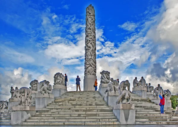 Monolito Vigeland Sculpture Park Oslo Noruega Fecha Filmación Agosto 2014 — Foto de Stock