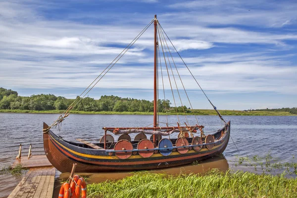 Festivalde Volkhov Nehrindeki Tekne Ladoga Festivali Nin Yeniden Inşası Lyubsha — Stok fotoğraf
