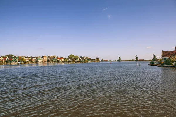 Vila Etnográfica Pitoresca Com Parque Eólico Zaanes Schans Países Baixos — Fotografia de Stock