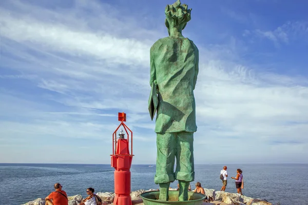 San Vincenzo Italia Septiembre 2018 Foto Breakwater Con Faro Monumento — Foto de Stock