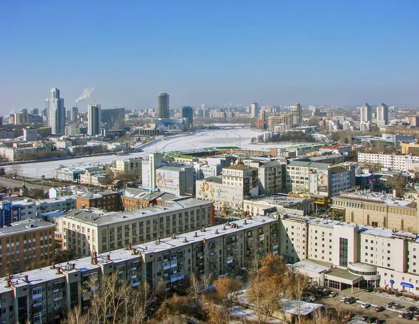 Stadslandschap Zicht Van Bovenaf Ekaterinburg Rusland Datum Van Film Februari — Stockfoto