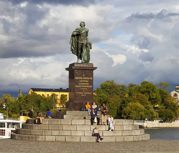 Monument King Gustav Iii Stockholm Sweden Date Filming September 2017 — Stock Photo, Image