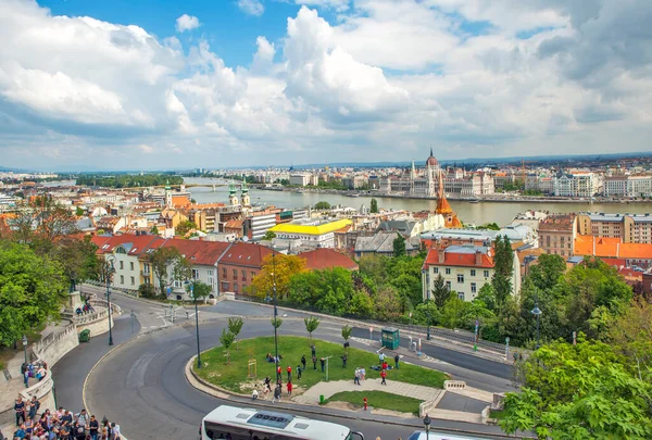 View Pest Parliament Fisherman Bastion Budapest Hungary Date Shooting April — Foto Stock