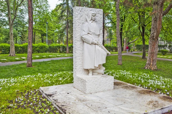 Belgrade Serbia May 2019 Photo Monument Red Army Man Memorial — Stock Photo, Image