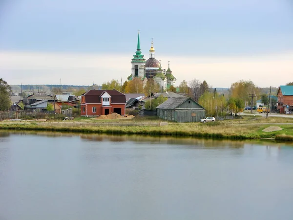 Świątynia Świętego Mikołaja Dzwonnica Zegarem Wioska Bengu Obwód Swierdłowski Rosja — Zdjęcie stockowe