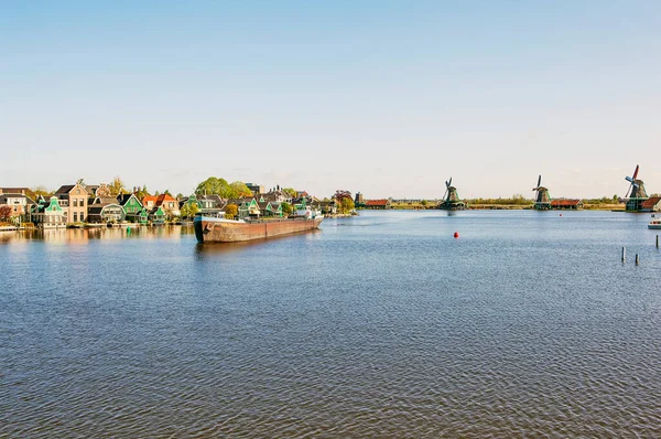 Malerisches Ethnographisches Dorf Mit Windpark Zaanes Schans Niederlande — Stockfoto