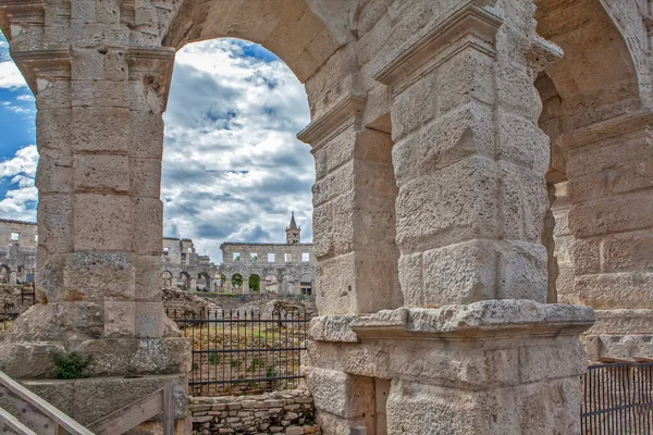 Pula Kroatia Maj 2019 Zdjęcie Starożytnego Rzymskiego Amfiteatru — Zdjęcie stockowe