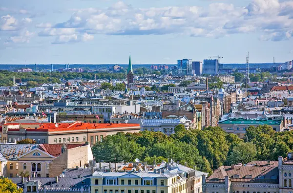 Riga Lettonia Agosto 2018 Foto Cityscape Dalla Torre Della Chiesa — Foto Stock