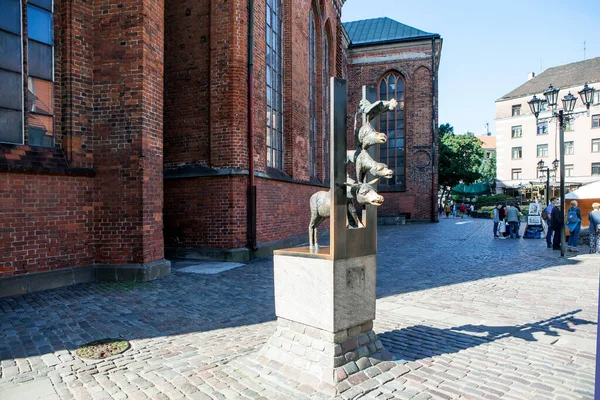 Riga Lettland August 2018 Denkmal Für Die Bremer Stadtmusikanten — Stockfoto