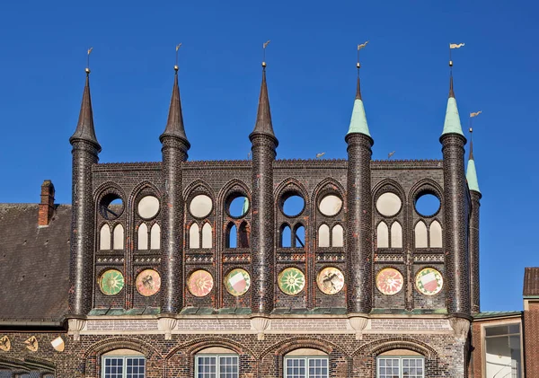 Stadhuis Met Spinnen Lubeck Datum Van Opname Mei 2018 — Stockfoto