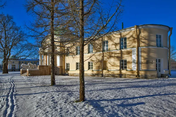 Vista Del Palazzo Stroganov Ingresso Con Alberi Neve Andrianovo Russia — Foto Stock