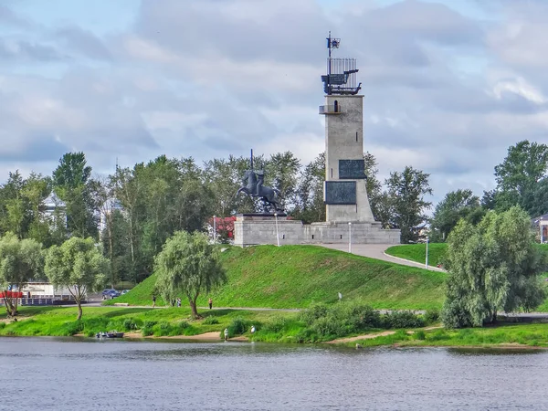 Pomnik Zwycięstwa Wzgórze Catherine Widok Rzeki Volchow Velikiy Nowogród Rosja — Zdjęcie stockowe