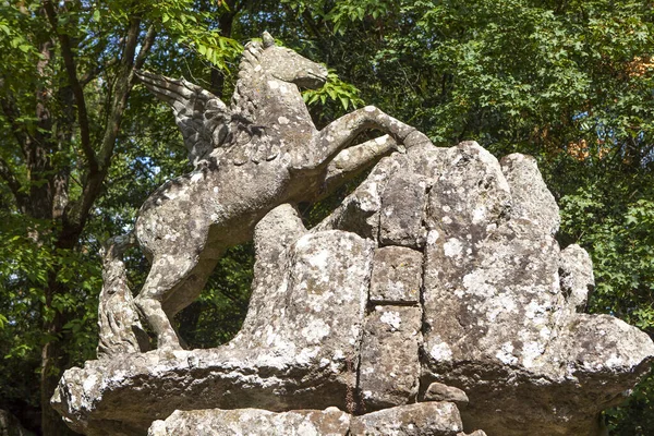 Bomarzo Itálie Září 2017 Fotografie Pegasa Sochy Příšerném Parku Nebo — Stock fotografie