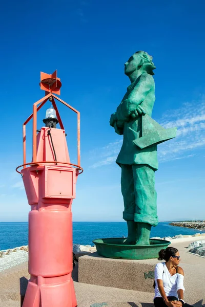 San Vincenzo Italia Septiembre 2018 Foto Breakwater Con Faro Monumento — Foto de Stock